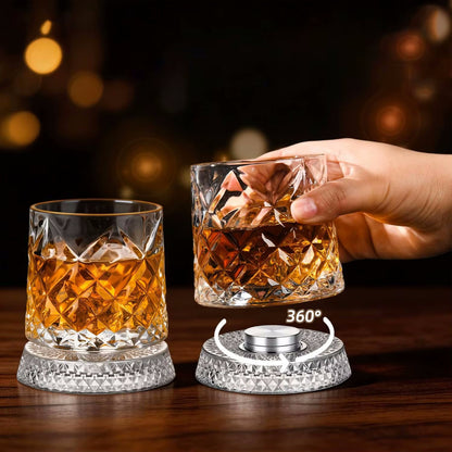 Social Club Style Rotating Whiskey Glass & Coaster
