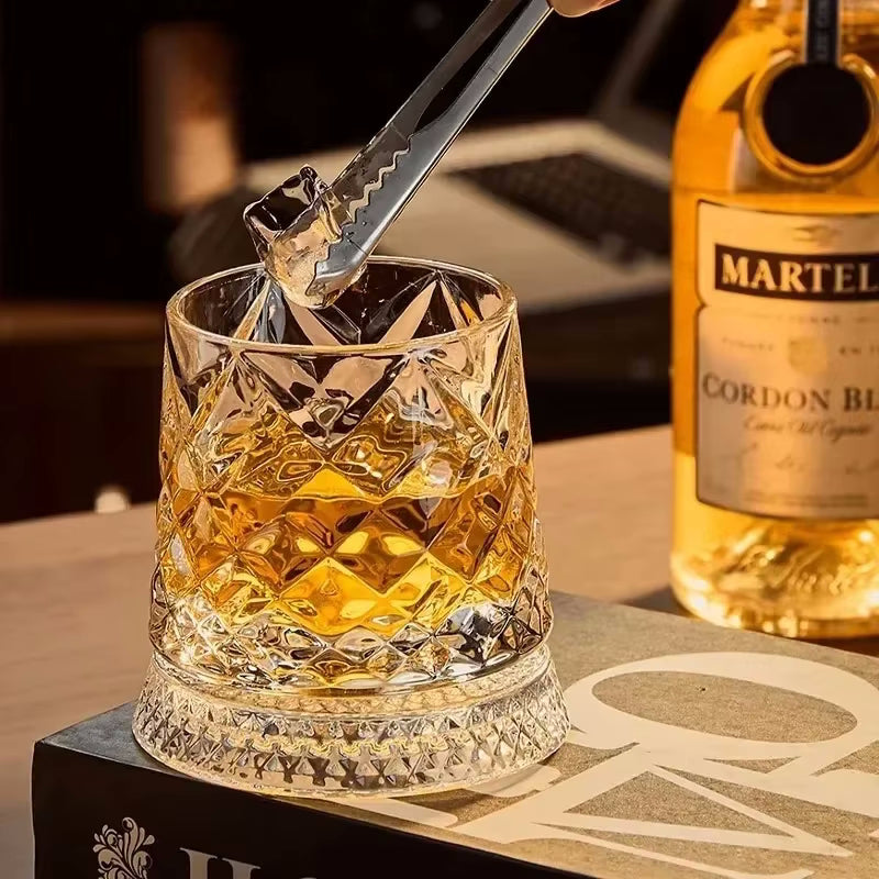 Social Club Style Rotating Whiskey Glass & Coaster