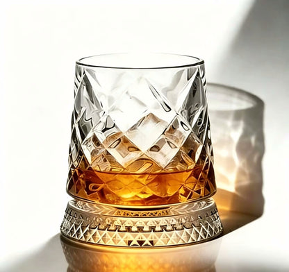 Social Club Style Rotating Whiskey Glass & Coaster