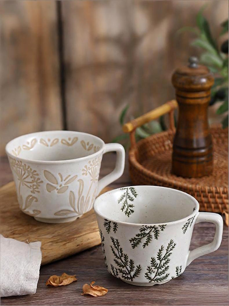 Beautiful Tea Cups Ceramic Drinkware In Organic Botanics Earthy Patterns