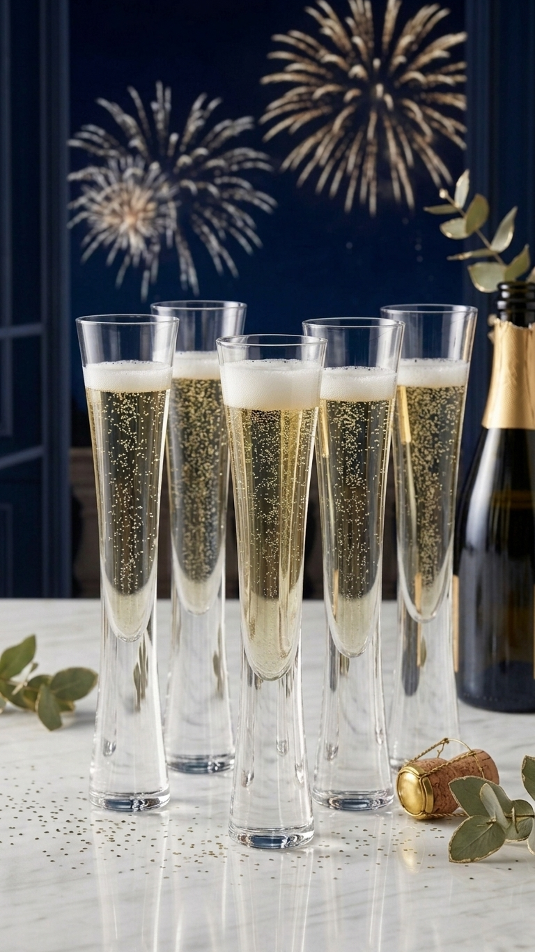 Celebration Fireworks Champagne Drinkware Aspire Sleek Glass Flutes For Special Occasions And Party Drinks