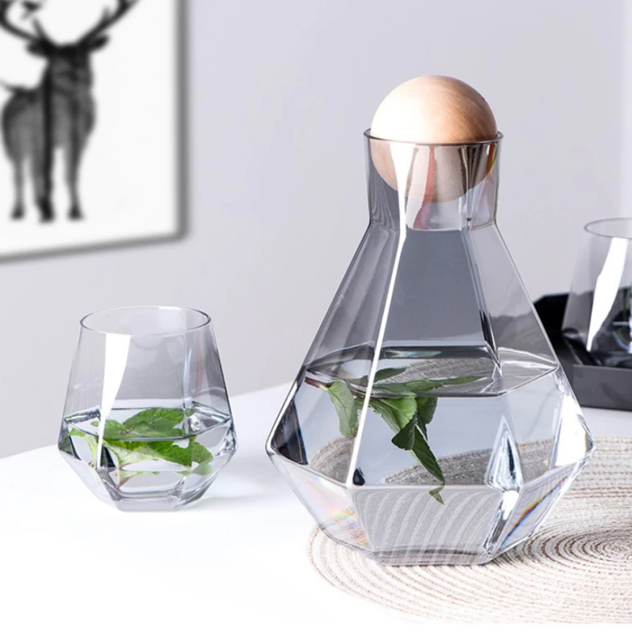 Nordic Home Decor Beverageware Fractal Style Carafe And Glasses