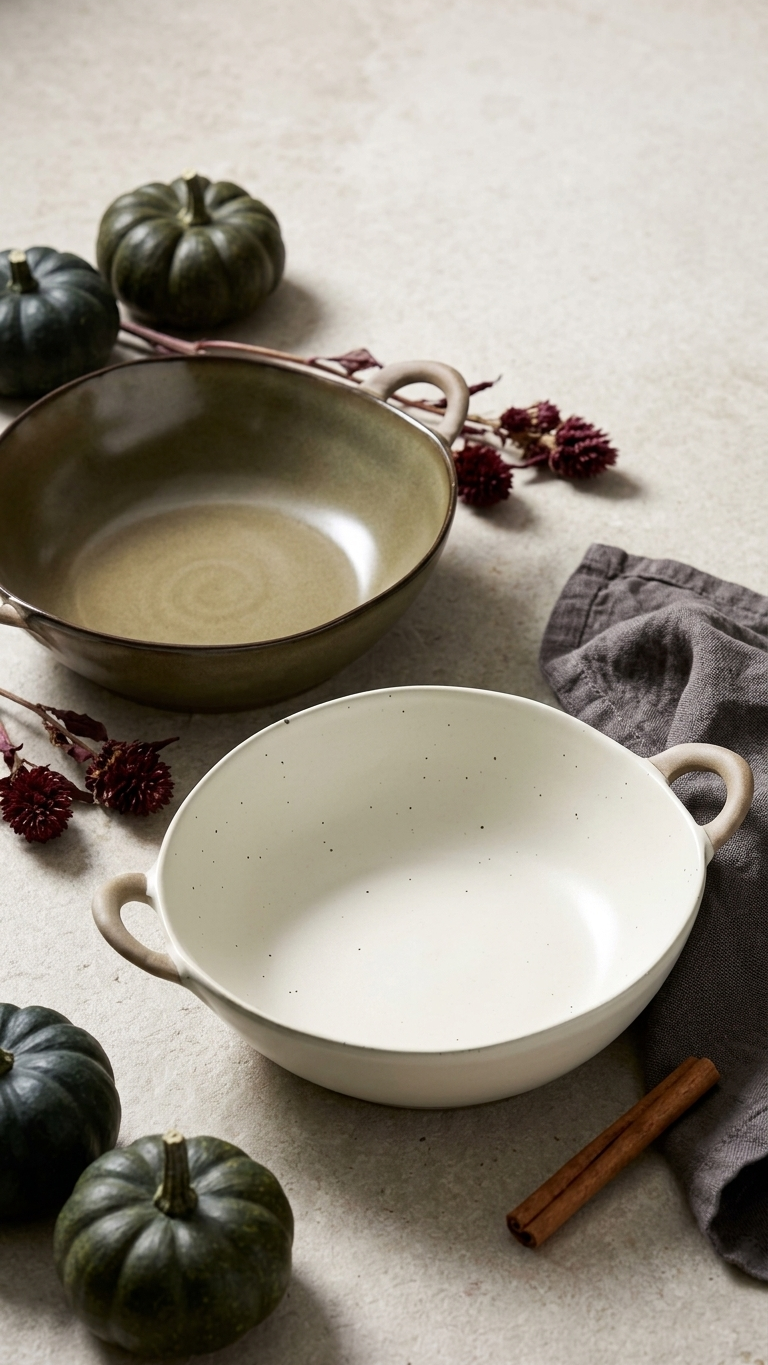 Farmhouse Villa Style Irregular Shaped Ceramic Bowls With Handles
