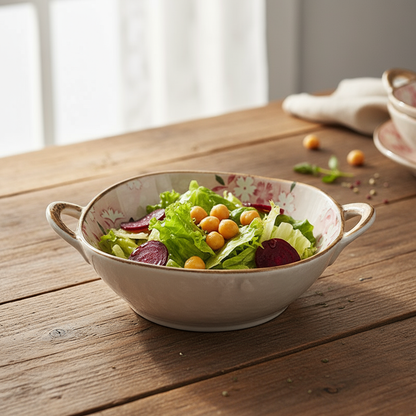 Farmhouse Style Irregular Shaped Ceramic Bowls With Handles