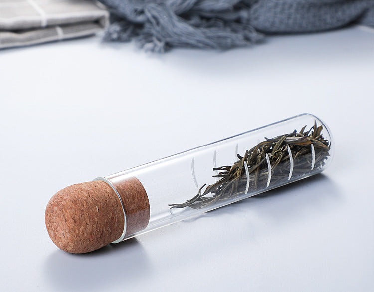 Herbs In Organic Style Cork And Glass Tube Herb Infuser And Loose Leaf Tea Strainer