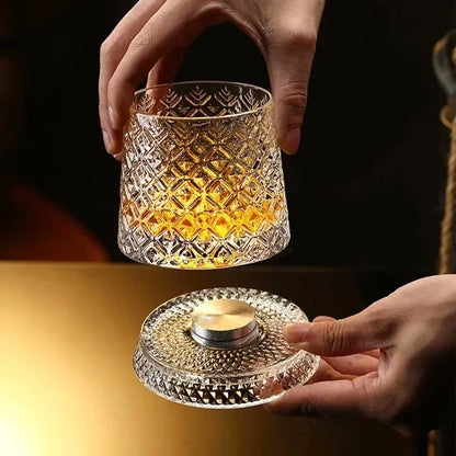 Social Club Style Rotating Whiskey Glass & Coaster