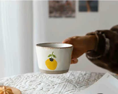 Holding Ceramic Drinkware Orchard Fruit Mug With Exposed Base