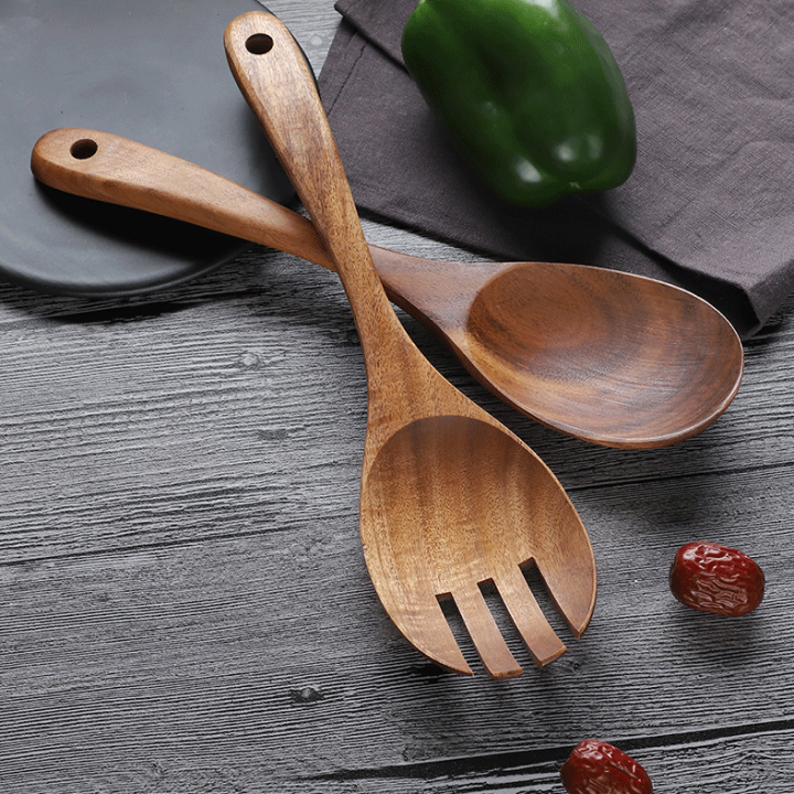 Acacia Wood Salad Fork And Serving Spoon