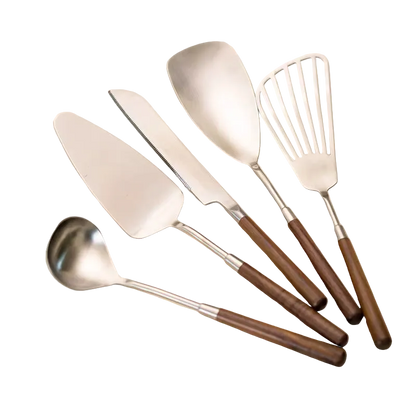 Luxury Chef Sleek Wood & Stainless Steel Kitchen Tools
