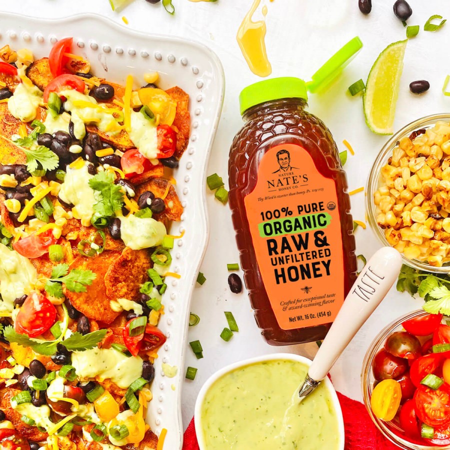 Nature Nates Organic Raw Unfiltered Honey Naturally Sweetened Loaded Sweet Potato Nachos Recipe