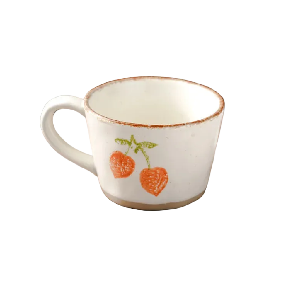 Peach Orchard Fruit Ceramic Mug With Exposed Based