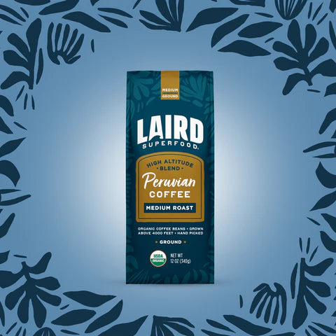 Peruvian Coffee Medium Roast Surfer Laird Superfood Ground Coffee