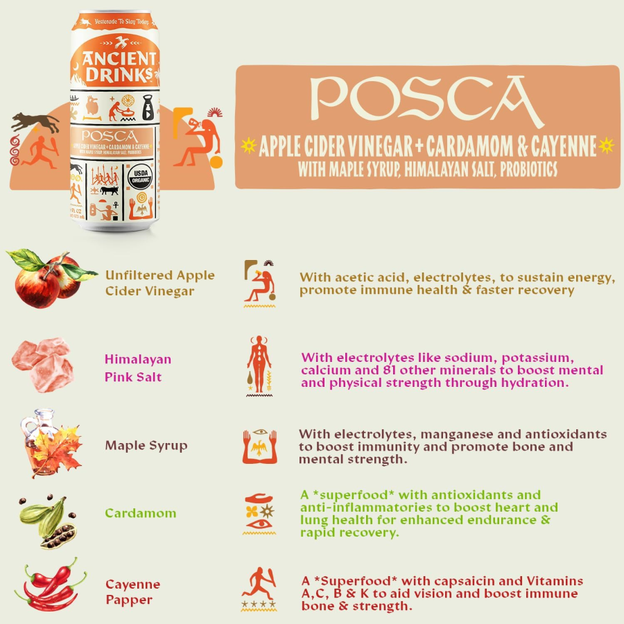 Ancient Drinks Posca Apple Cider Vinegar Probiotic Healthy Drink Infographic