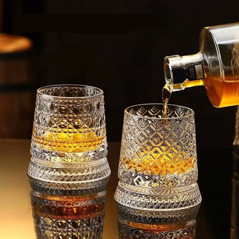 Social Club Style Rotating Whiskey Glass & Coaster
