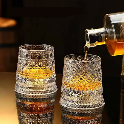 Social Club Style Rotating Whiskey Glass & Coaster