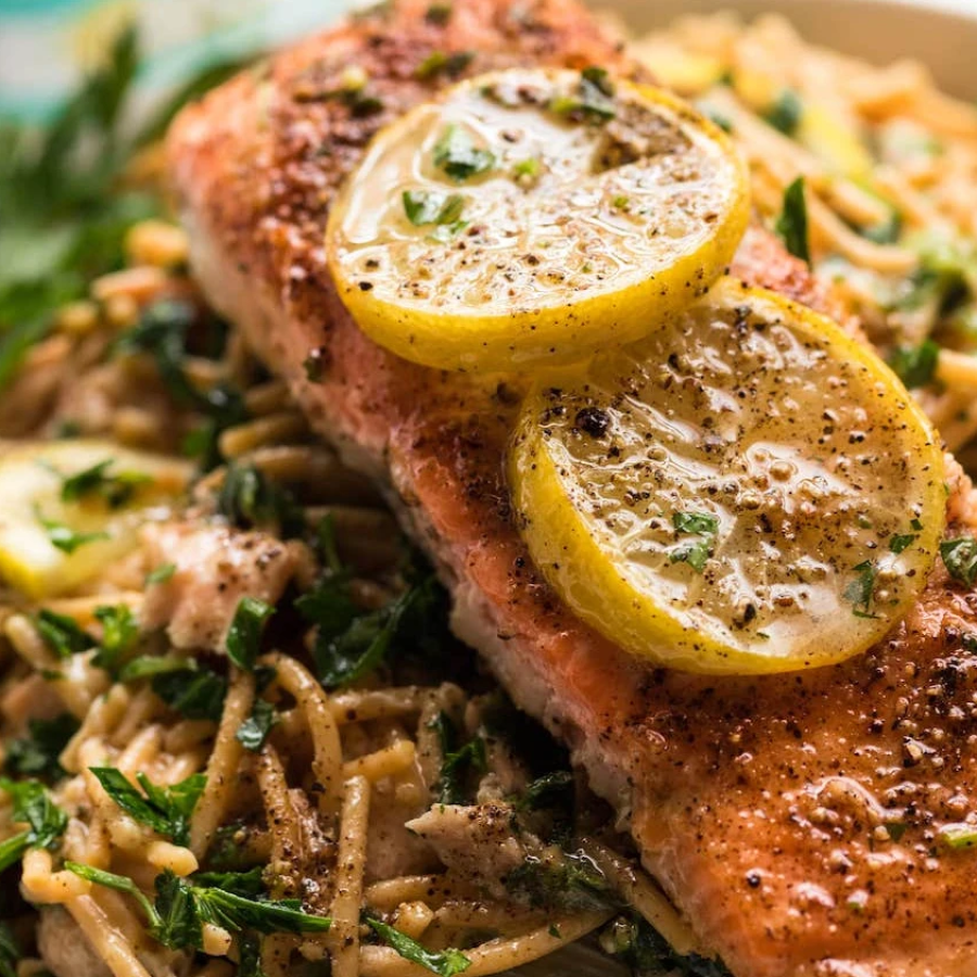 Primal Kitchen Salmon Alfredo Pasta Recipe Using Whole30 Approved Sauce