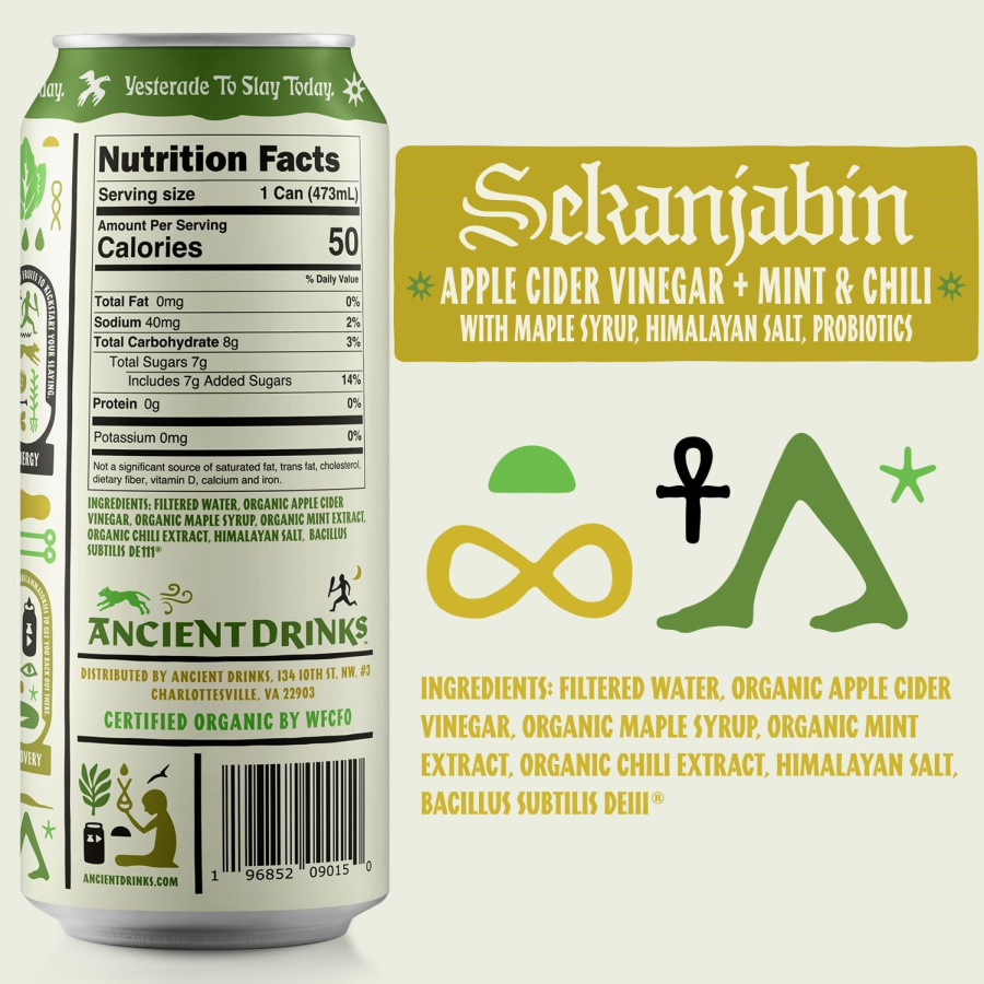 Organic Sekanjabin Ingredients And Nutrition Facts Ancient Drinks ACV Mint Chili