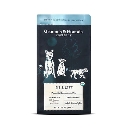 Grounds & Hounds Coffee Co. Sit & Stay Organic Medium Roast Whole Bean 12oz