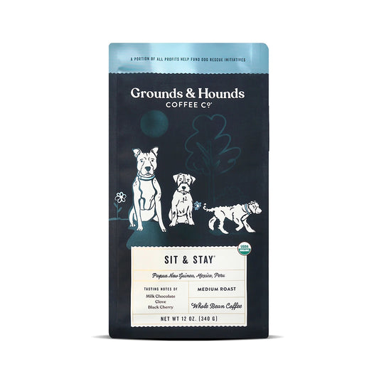 Grounds & Hounds Coffee Co. Sit & Stay Organic Medium Roast Whole Bean 12oz