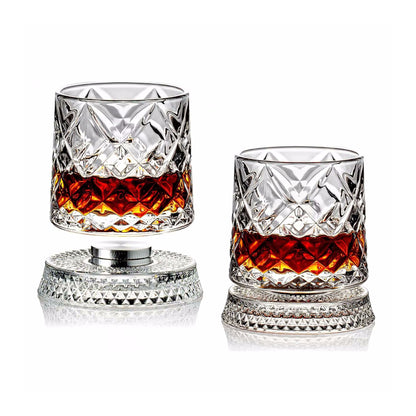 Social Club Style Rotating Whiskey Glass & Coaster