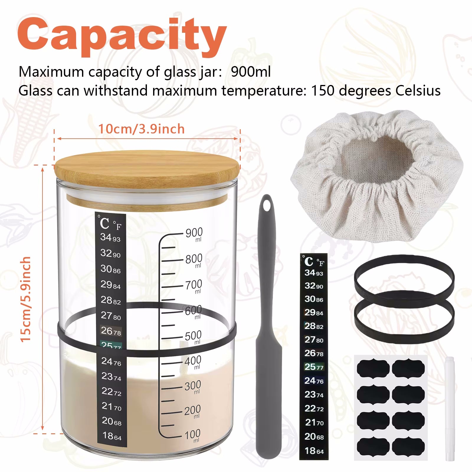 Sourdough Starter Kit Capacity Glass Jar Measurements