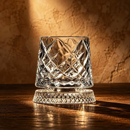 Social Club Style Rotating Whiskey Glass & Coaster