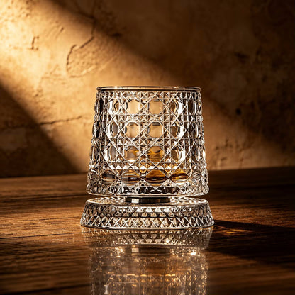 Social Club Style Rotating Whiskey Glass & Coaster