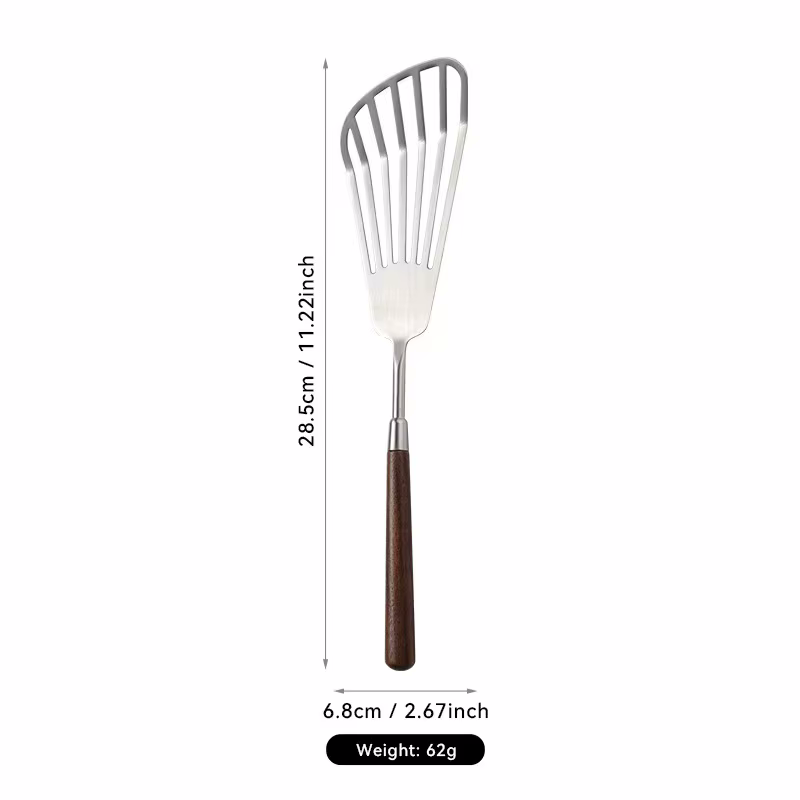 Slotted Turner Utensil Size Measurements Luxury Chef Sleek Wood Stainless Steel Kitchen Tool