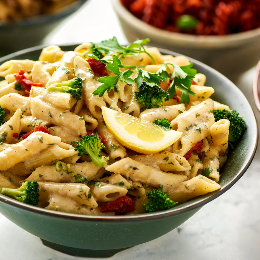 Bowl Of Gluten Free Ziti Noodles All Clean Food Creamy Garlic Pasta Meal