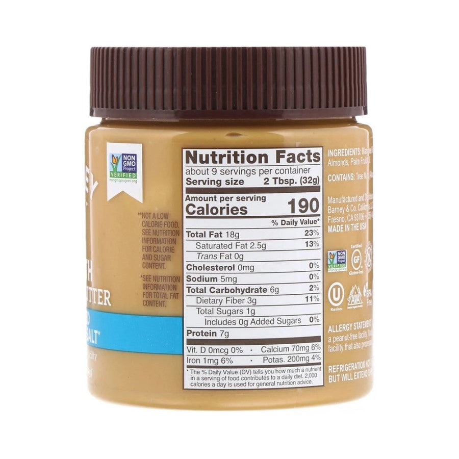 Barney's 10 Ounce Bare Smooth Almond Butter Nutrition Facts