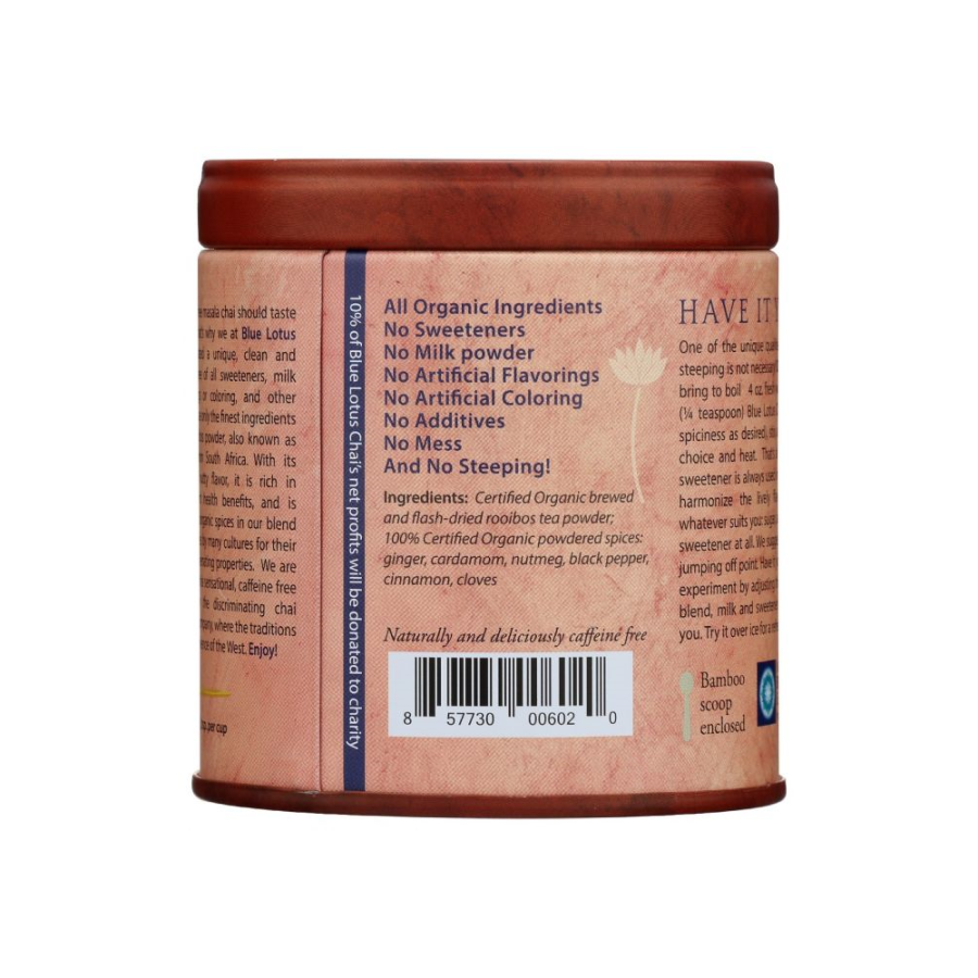 Caffeine Free Blue Lotus Chai Organic Rooibos Masala Chai Tea Powder All Natural Ingredients No Caffeine