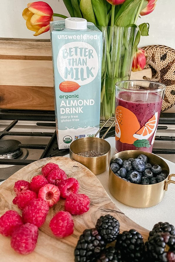 Delicious Fresh Berries And Berry Smoothie Made With Unsweetened Almond Milk Like Beverage Better Than Milk Almond Drink