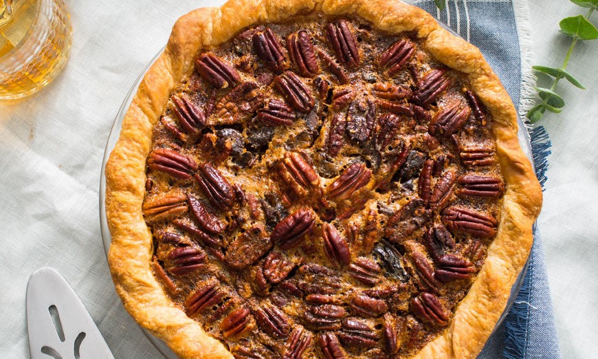 Brown Butter Bourbon Pecan Pie Recipe Baked With Woodstock Foods Organic Medjool Dates