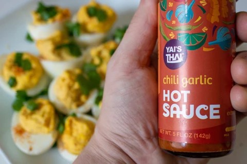 Deviled Eggs Made With Chili Garlic Hot Sauce Yais Thai