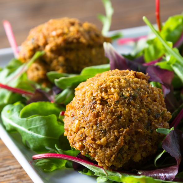 Homemade Falafels On Fresh Greens Made With Freeze Dried Organic Parsley From Terra Powders Clean Food Market