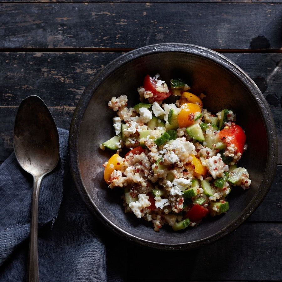 Greek Grain And Quinoa Salad Using Organic TruRoots Ancient Grain And Sprouted Quinoa Medley