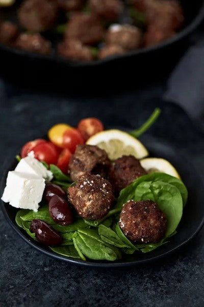 Feta Cheese With Delicious Greek Gyro Meatballs Recipe From Terra Delyssa Using Award Winning Organic Olive Oil