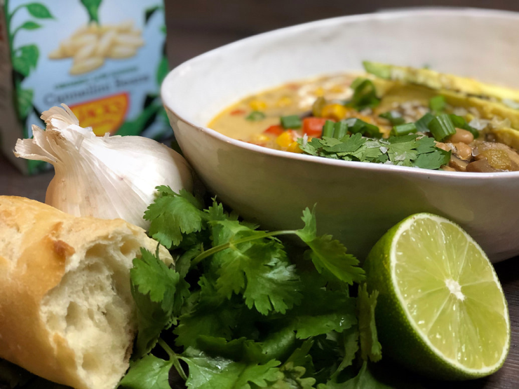 Bread Fresh Garlic Cilantro And Lime With Jack's Quality Beans For Healthy Homemade Soup Recipe Using Jack's Cannellini Beans