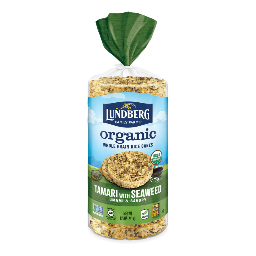 Lundberg Family Farms Organic Brown Rice Cakes Tamari With Seaweed 8.5oz