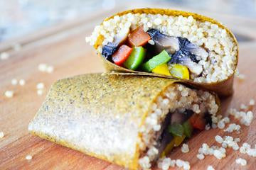 Moringa Coconut Wrap NUCoconut's Recipe Rasta Mushroom Quinoa Burrito Gluten Free