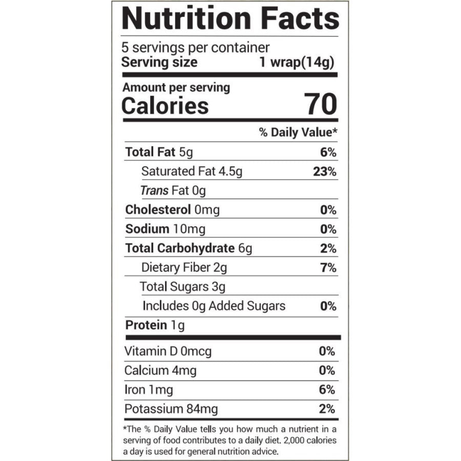 NUCO Turmeric Organic Coconut Wraps Nutrition Facts