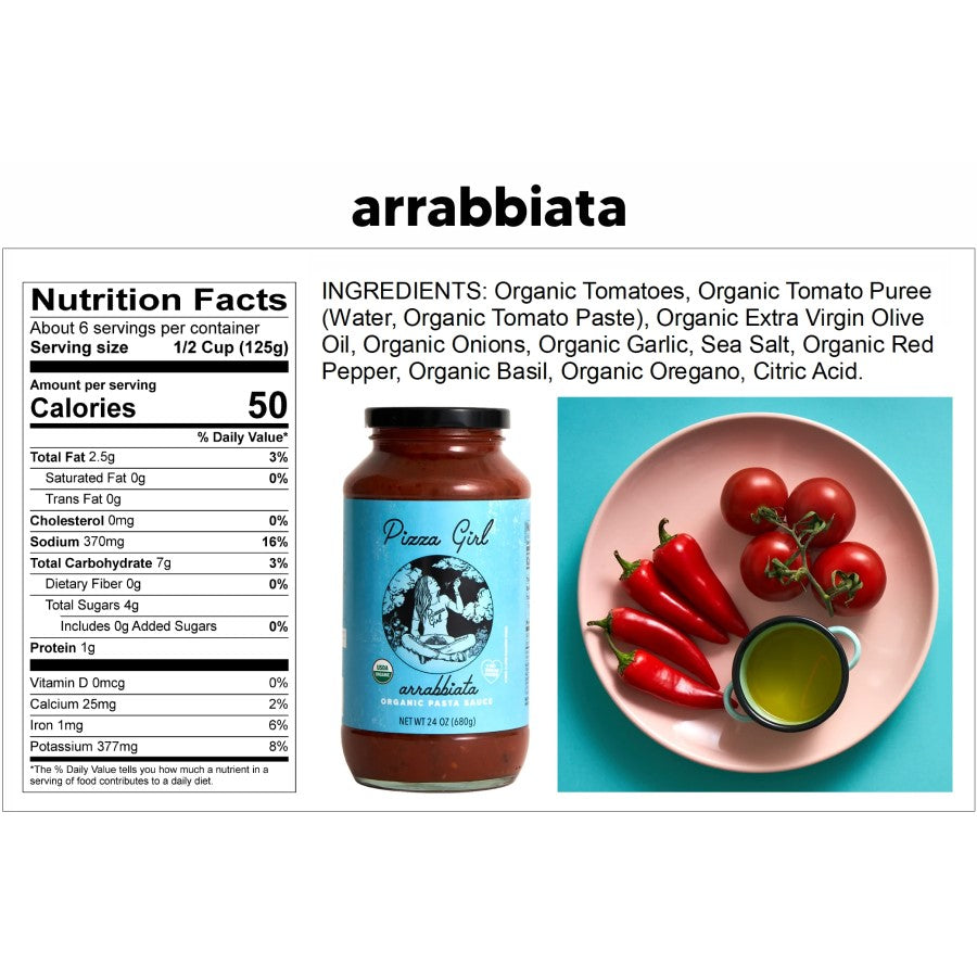 Pizza Girl Organic Arrabbiata Ingredients Pasta Sauce Nutrition Facts