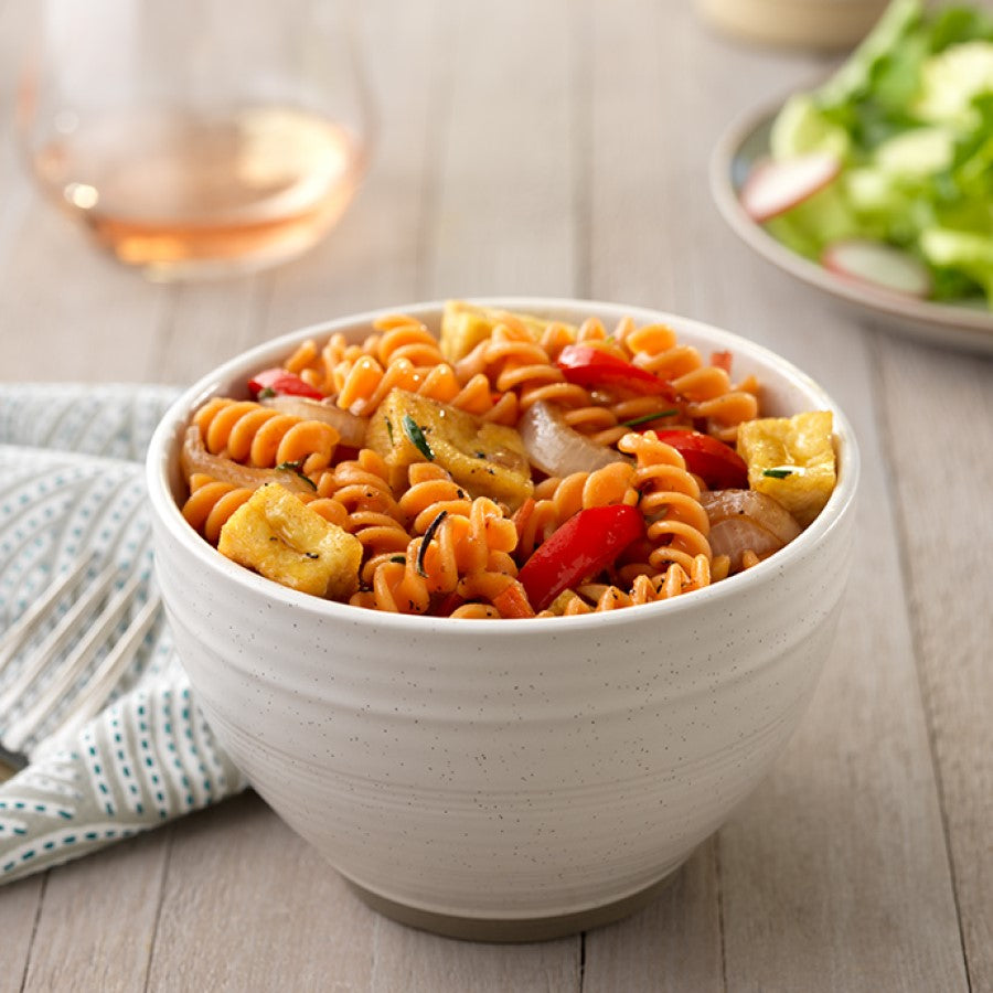 Tolerant Red Lentil Rotini Almandine With Rosemary Balsamic Tofu Recipe