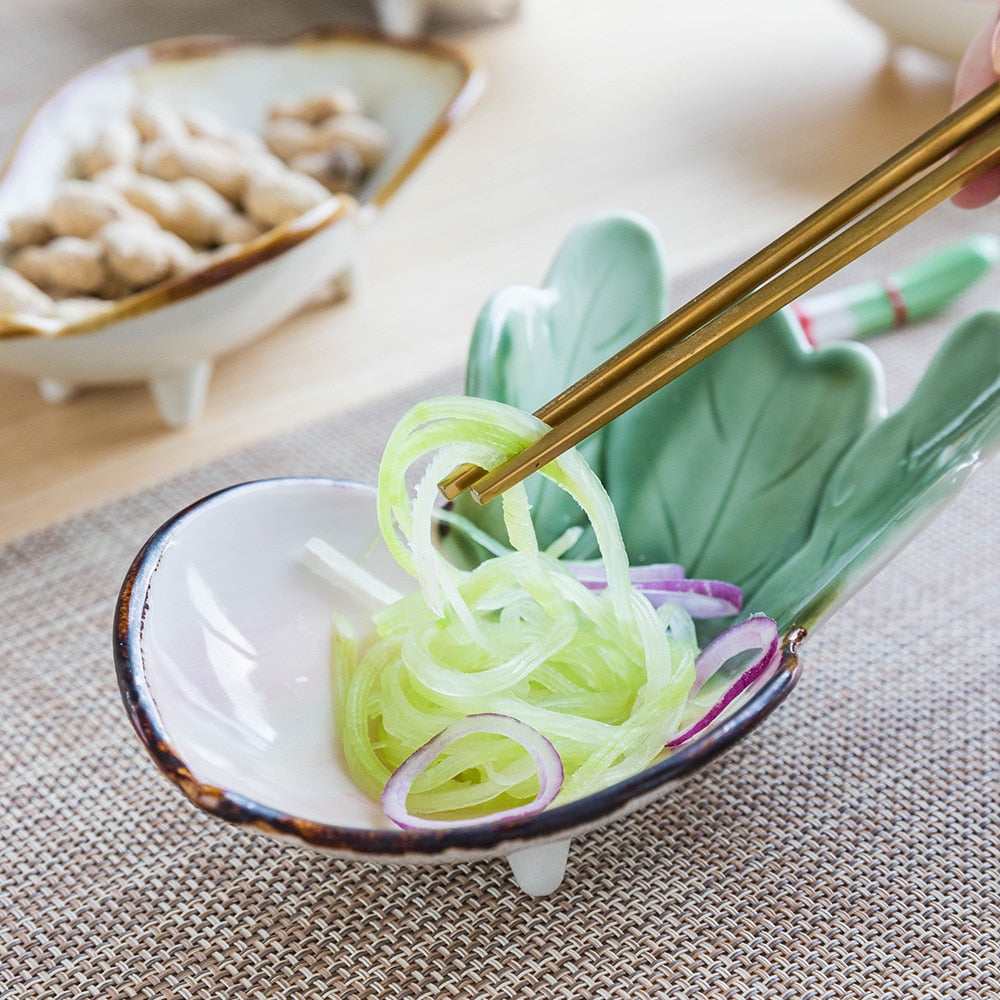 Eating Fresh Food Out Of Ceramic Pottery Food Shaped Dish In Radish Shape Vegetable Style