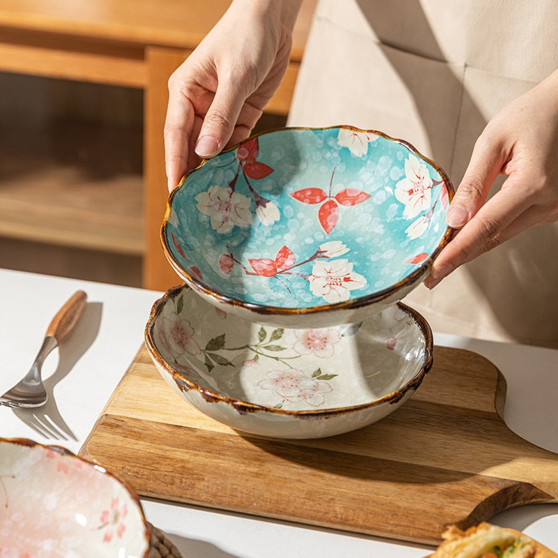 Modern Farmhouse Kitchen Decor Floral Ceramic Bowls