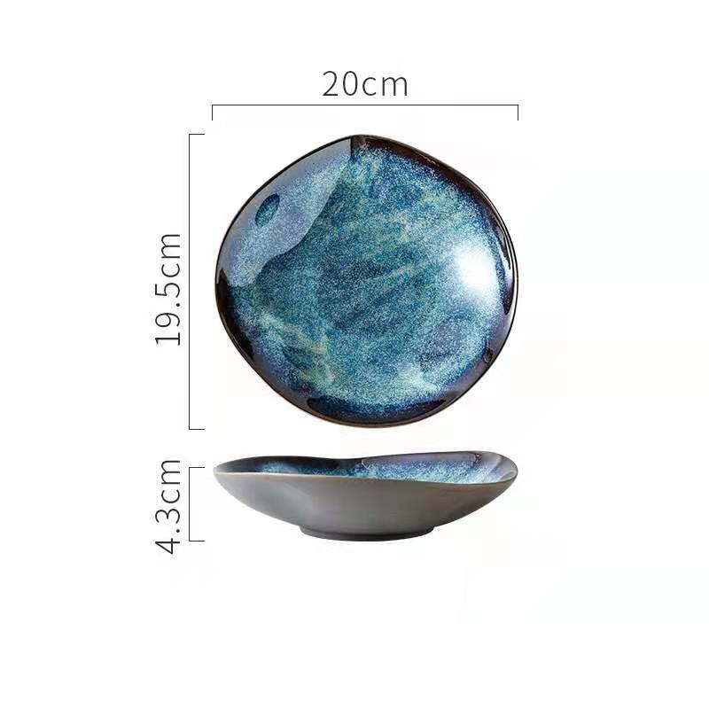 Stellar Ocean Irregular Shaped Ceramic Dish Style B Size Measurements