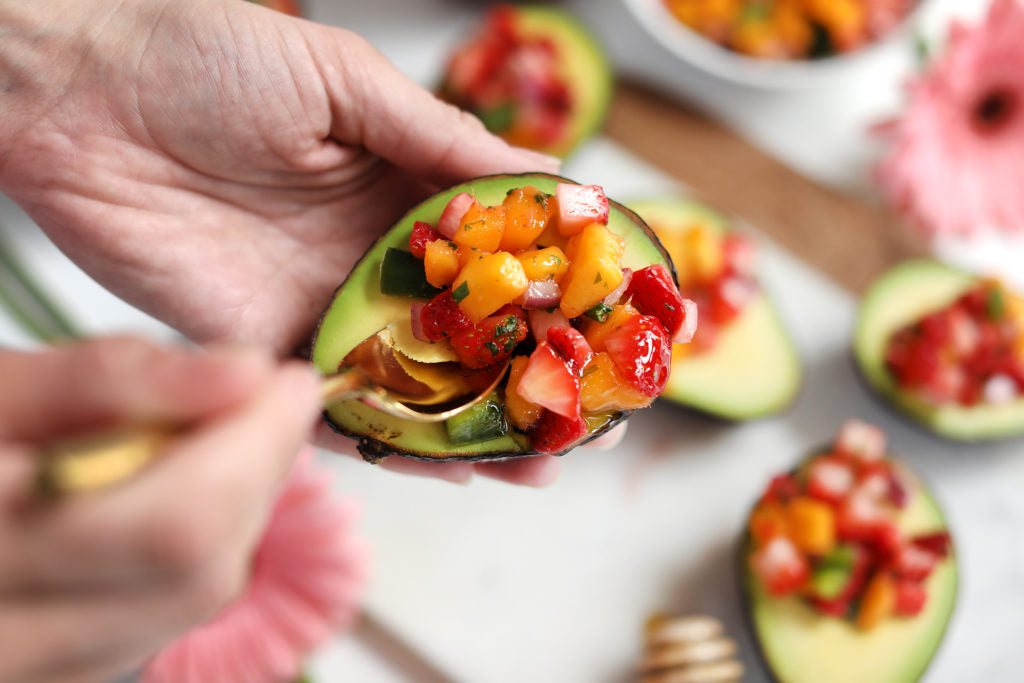 Strawberry Mango Pico De Gallo In Avocado Boats Recipe Using Madhava Honey