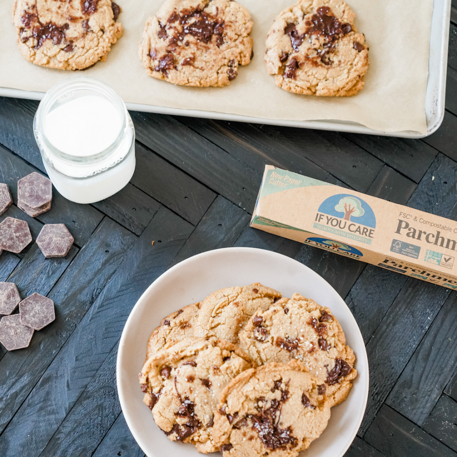 Whole Wheat Tahini Chocolate Cookies Baked On Unbleached Parchment Paper From If You Care